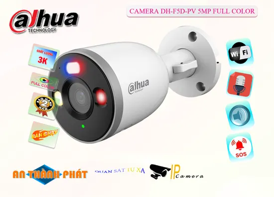  DH-F5D-PV là Camera wifi ngoài trời màu sắc sáng đẹp 5.0 MP Wifi IP Hình ảnh ban đêm sáng đẹp với Full Color 30m với 4 chế độ giám sát thông minh có hổ trợ thẻ nhớ đàm thoại 2 chiều