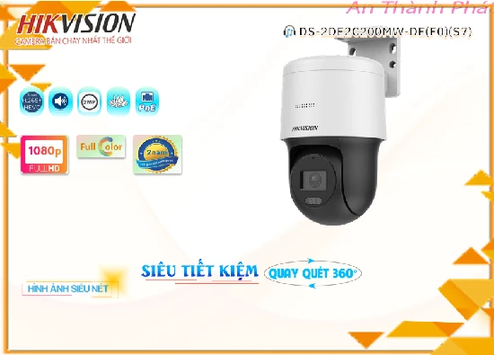  Camera quan sát HD IP DS-2DE2C200MW-DE(F0)(S7) Hình tươi hơn Progressive Scan CMOS Công nghệ nén hình ảnh H.265+/H.265/H.264+/H.264 Chất Lượng Hình FULL HD 1080P Tiết kiệm chi phí Xem ban đêm Hồng Ngoại 30m giám sát phù hơp IP DS-2DE2C200MW-DE(F0)(S7) Đặc điểm nỗi bật Thu Âm Và Loa xử lý hình ảnh thiếu sáng Có Màu Ban Đêm Truyền Hình ảnh chất lượng trên nền tảng IP kỹ thuật số Lắp camera cho gia đình căn hộ Xoay 360 xử lý hình ảnh thiếu sáng Có Màu Ban Đêm Có Màu Ban Đêm