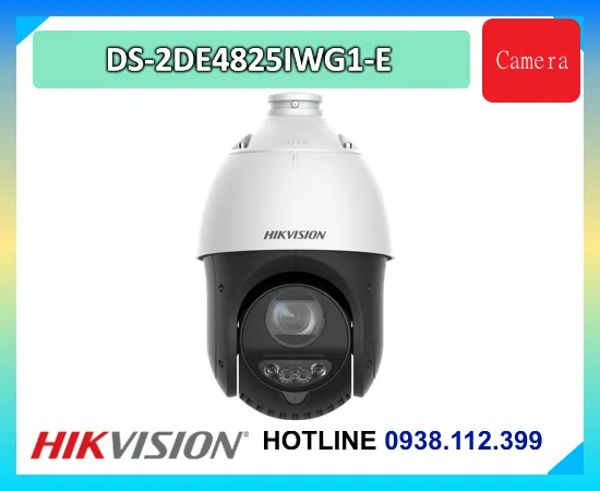  Camera DS-2DE4825IWG1-E nổi bật với độ phân giải 8MP, zoom quang 25X, DarkFighter AI-ISP, AcuSense nhận diện người và xe, hồng ngoại 100m, đàm thoại hai chiều, còi đèn cảnh báo, chuẩn IP67.