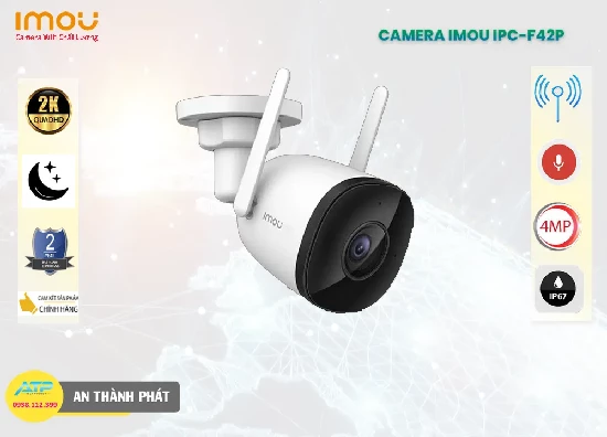  lắp camera Imou IPC-F42P chính hãng chất lượng cao cung cấp giải pháp giám sát an ninh tối ưu với chất lượng hình ảnh siêu nét 2K ghi hình ngày đêm sáng đẹp chi tiết, hỗ trợ ghi lại âm thanh cùng trang bị các tính năng  công nghệ phát hiện chuyển động thông minh