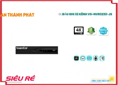  Đầu Ghi HD IP VS-NVR3232-JS trang bị Chất Lượng Hình 8.0 MP Siêu sắc nét Ultra 4k với 8MP Sử dụng cho dự án chuyên dụng Xem ban đêm 2 HDD với ưu điểm Công Nghệ AI Chống trộm hiệu quả xử lý hình ảnh thiếu sáng ONVIF trung thực SMD Plus Xử lý thông minh Hổ Trợ eSATA Sử dụng công nghệ IP Dễ dàng tích hợp nhiều hệ thống Nhìn đẹp mắt với Đầu Ghi 32 kênh Hình ảnh ban đêm chất lượng với ONVIF ONVIF