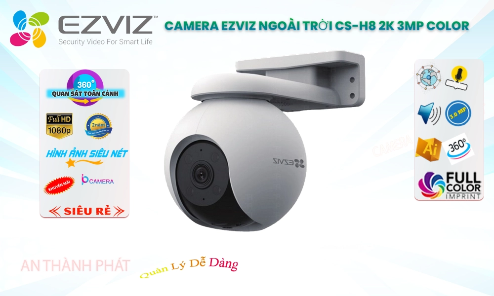 Camera Wifi Ezviz CS-H8 2K 3MP Color Camera Wifi Ezviz CS-H8 2K 3MP Color