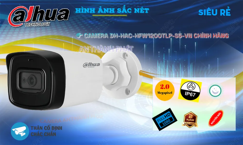 ✽ Camera DH-HAC-HFW1200TLP-S5-VN Dahua ✽ Camera DH-HAC-HFW1200TLP-S5-VN Dahua