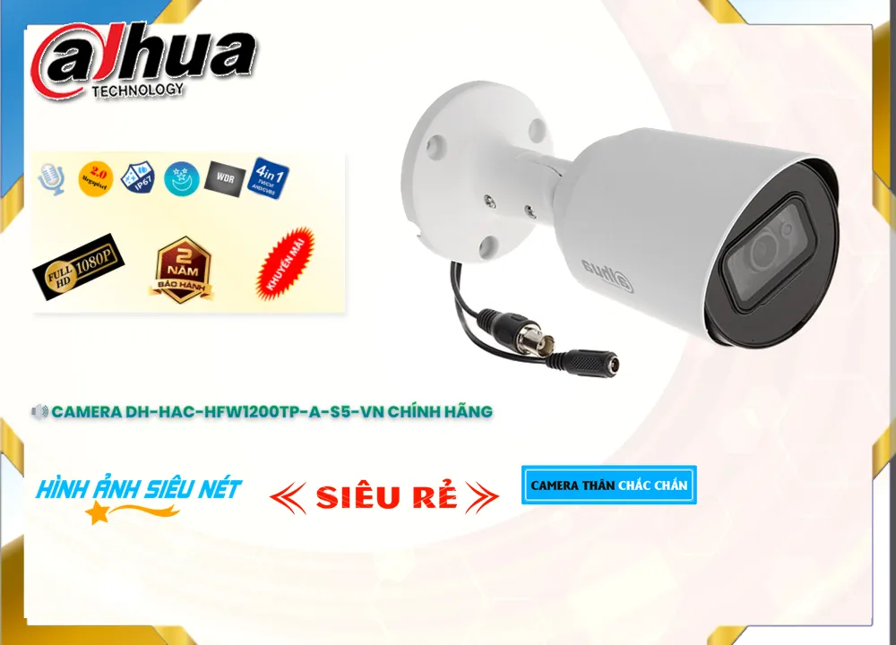 ۞ Camera Dahua DH-HAC-HFW1200TP-A-S5-VN Thiết kế Đẹp ۞ Camera Dahua DH-HAC-HFW1200TP-A-S5-VN Thiết kế Đẹp