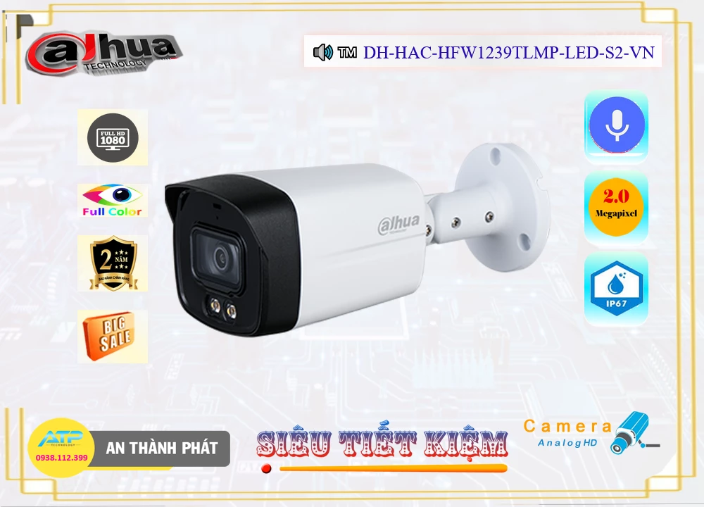 Camera Dahua Thiết kế Đẹp DH-HAC-HFW1239TLMP-LED-S2-VN Camera Dahua Thiết kế Đẹp DH-HAC-HFW1239TLMP-LED-S2-VN