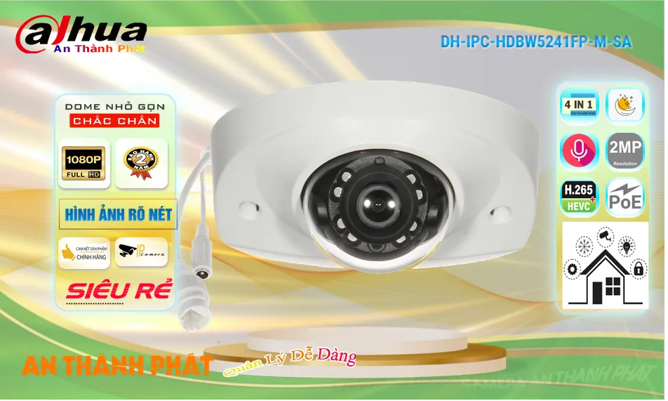 DH-IPC-HDBW5241FP-M-SA Camera Dahua Thiết kế Đẹp DH-IPC-HDBW5241FP-M-SA Camera Dahua Thiết kế Đẹp