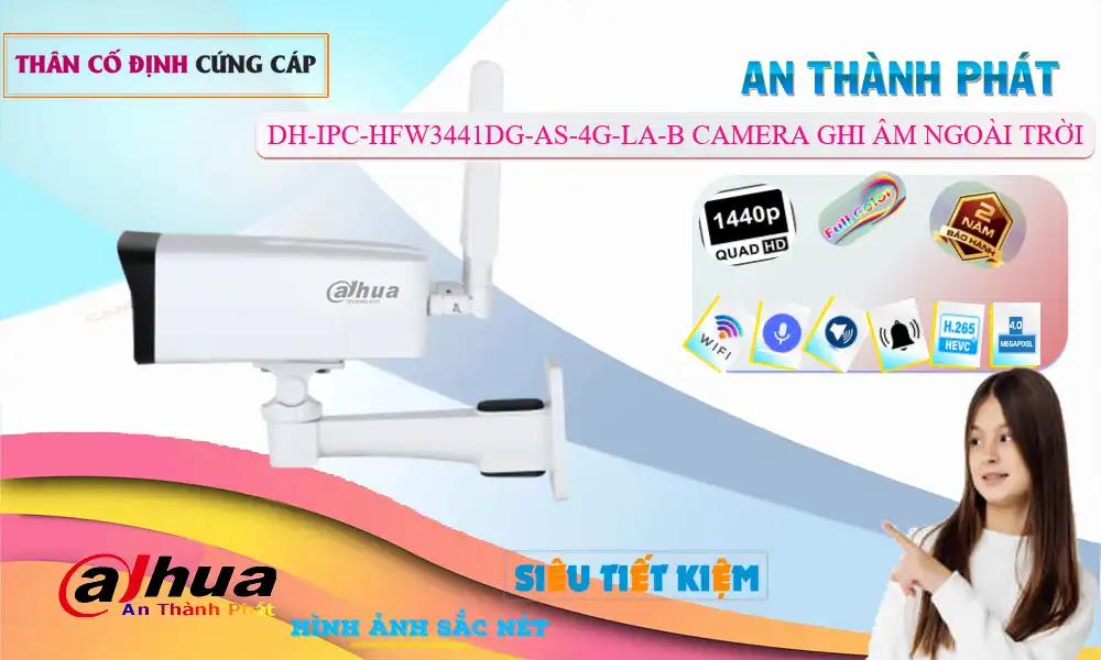 Camera 4G Dahua DH-IPC-HFW3441DG-AS-4G-LA-B Camera 4G Dahua DH-IPC-HFW3441DG-AS-4G-LA-B
