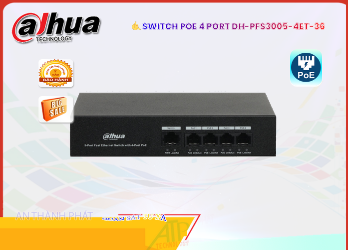 Thiết bị quản lý mạng DH-PFS3005-4ET-36 Hãng Dahua Thiết bị quản lý mạng DH-PFS3005-4ET-36 Hãng Dahua