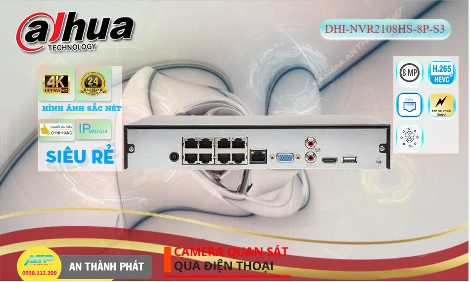 DHI-NVR2108HS-8P-S3Đầu ghi Camera  Dahua Giá rẻ