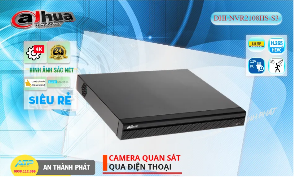 DHI-NVR2108HS-S3 Đầu Thu Dahua DHI-NVR2108HS-S3 Đầu Thu Dahua