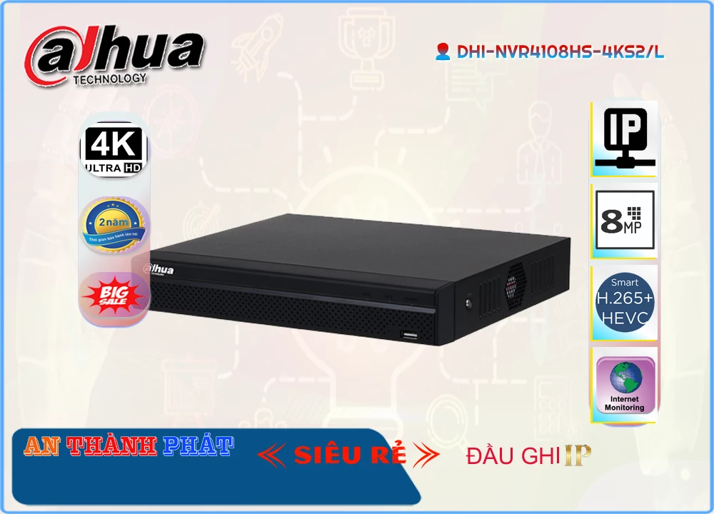 Đầu Ghi Camera DHI-NVR4108HS-4KS2/L Dahua Giá rẻ Đầu Ghi Camera DHI-NVR4108HS-4KS2/L Dahua Giá rẻ