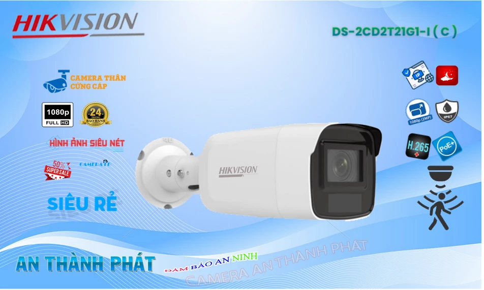 Camera  Hikvision DS-2CD2T21G1-I(C) Sắc Nét