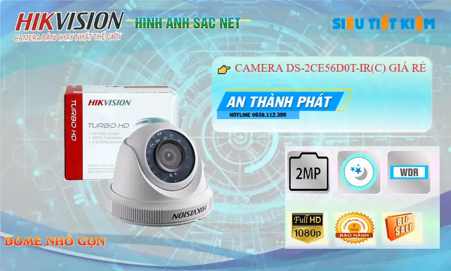 Camera An Ninh  Hikvision DS-2CE56D0T-IR(C) Chất Lượng