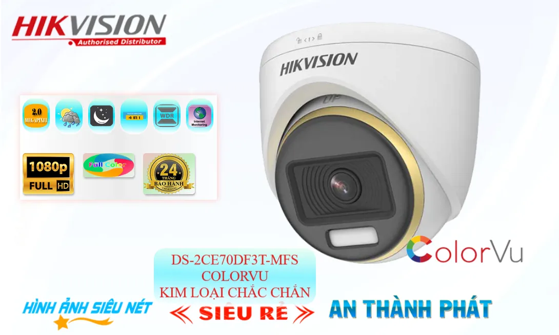 DS-2CE70DF3T-MFS thiết kế kim loại có thu âm chắc chắn công nghệ COLORVU