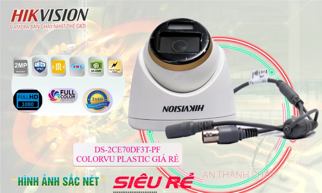 DS-2CE70DF3T-PF COLORVU giá rẻ thiết kế thân nhựa