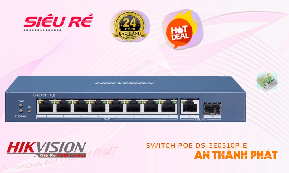 Hikvision Switch chuyển đổi dữ liệu DS-3E0510P-E Hikvision Switch chuyển đổi dữ liệu DS-3E0510P-E