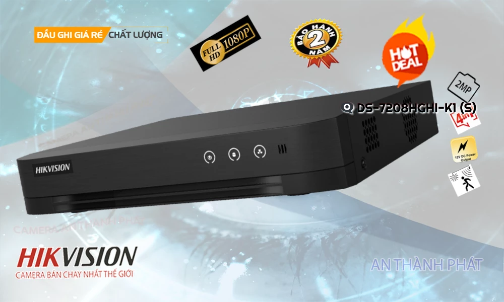 Đầu Ghi Camera DS-7208HGHI-K1(S)  Hikvision Thiết kế Đẹp ❂