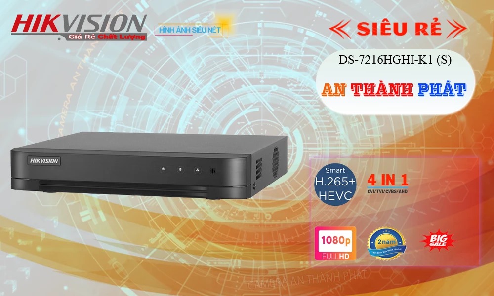 Đầu Ghi DS-7216HGHI-K1(S) Sắc Nét