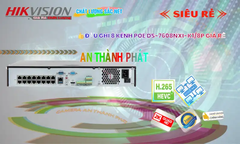 Đầu Ghi Hikvision <b>DS-7608NXI-K1/8P</b>