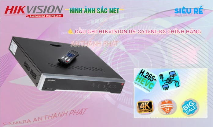 DS-8616NI-K8 Đầu ghi Camera Hikvision Chức Năng Cao Cấp