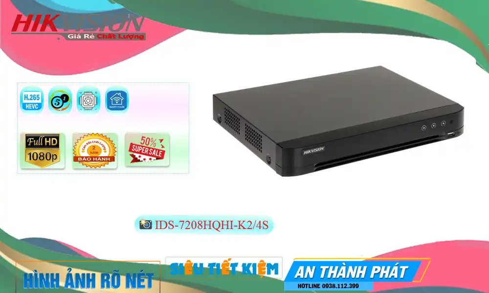 Đầu Thu IDS-7208HQHI-K2/4S  Hikvision