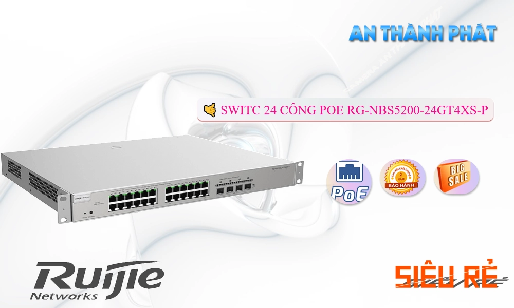 RG-NBS5200-24GT4XS-P Hãng Ruijie Bộ Quản Lý Mạng RG-NBS5200-24GT4XS-P Hãng Ruijie Bộ Quản Lý Mạng