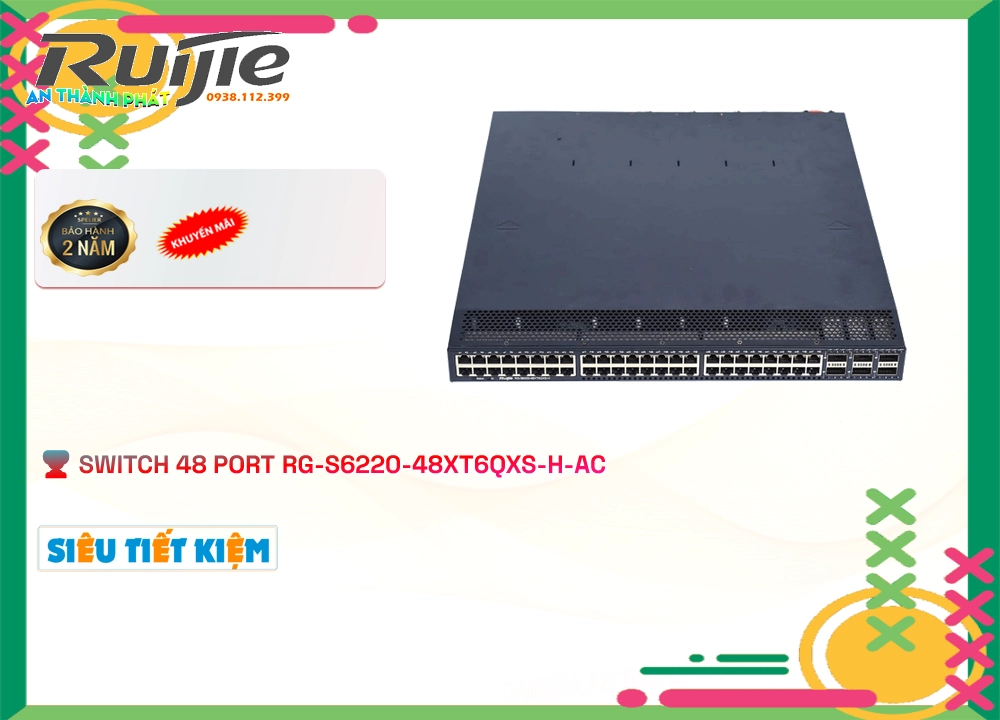 Hãng Ruijie Bộ chia mạng RG-S6220-48XT6QXS-H-AC Hãng Ruijie Bộ chia mạng RG-S6220-48XT6QXS-H-AC