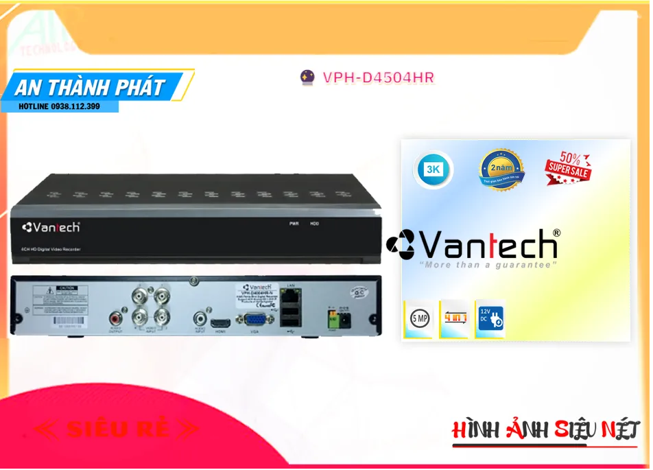Đầu Ghi VanTech Thiết kế Đẹp VPH-D4504HR Đầu Ghi VanTech Thiết kế Đẹp VPH-D4504HR