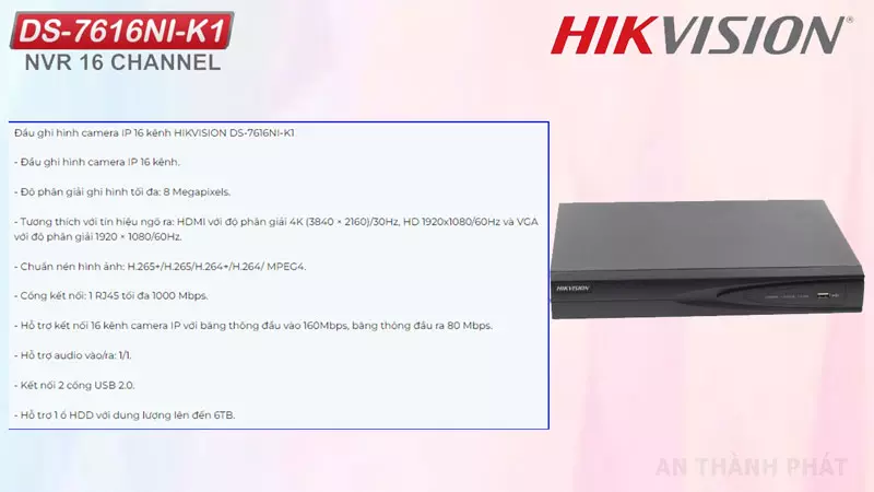 Đầu ghi hinh HIKVISION DS 7616NI K1